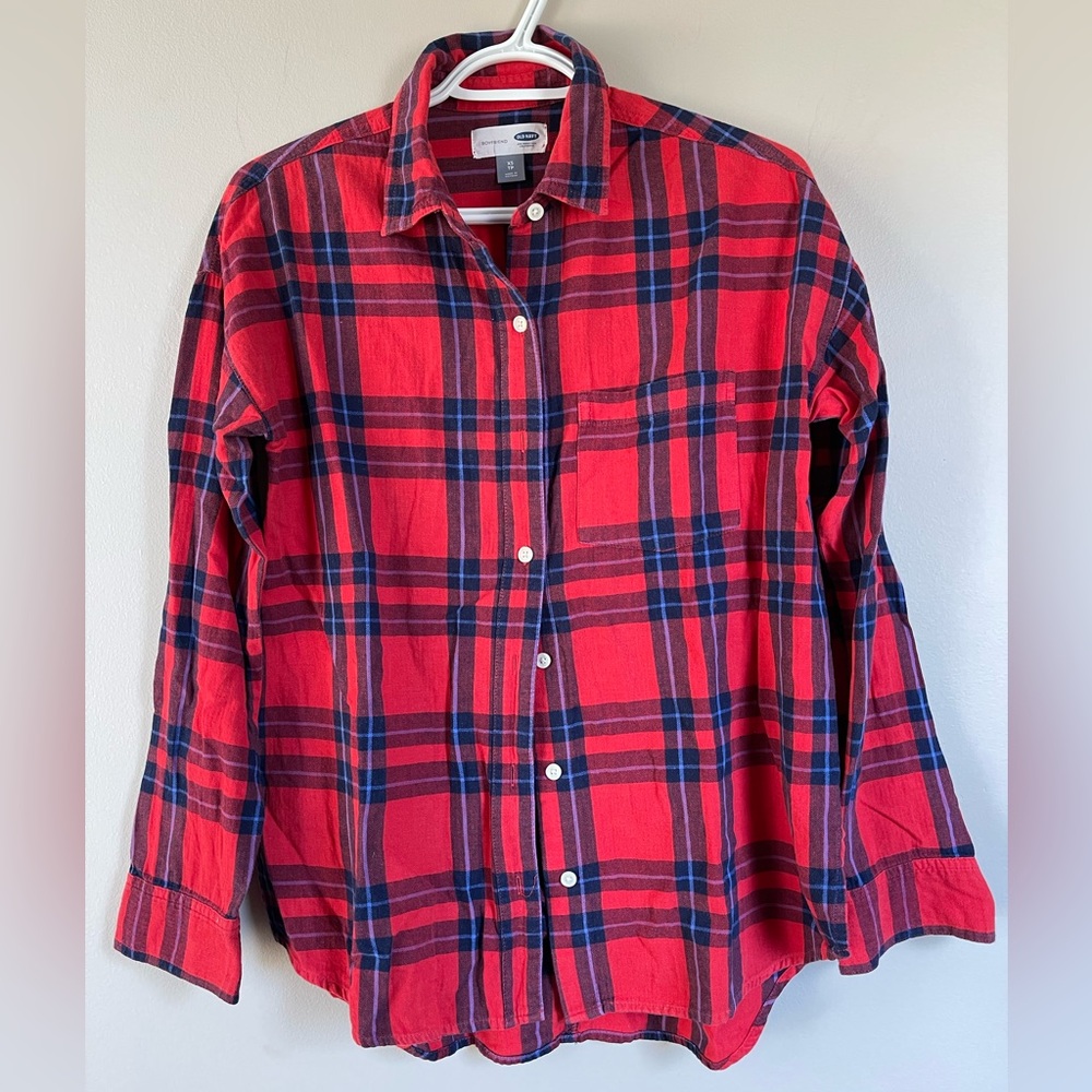 Old Navy Plaid Boyfriend Button Down